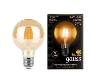 Лампа Gauss LED Filament G95 E27 6W Golden 2400K Улыбка Света